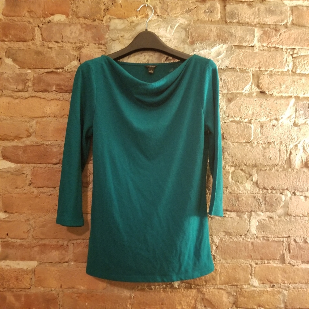 Ann Taylor LOFT Emerald Cowl Neck Top